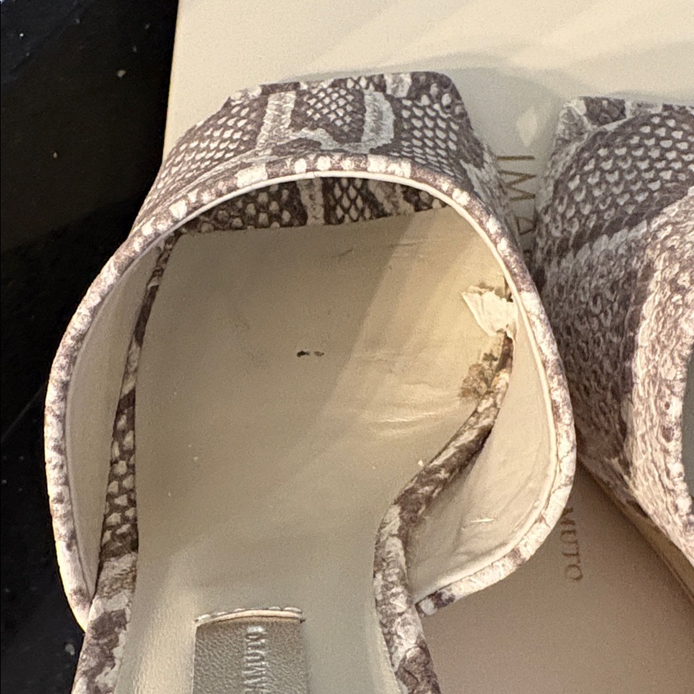 *Vince Camuto IM-DAHRA ROCCIA White Gold DOMINO Snake Print Open Toe Wedges - Picture 11 of 16